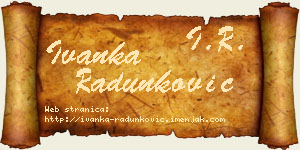 Ivanka Radunković vizit kartica